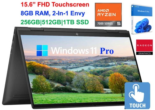 2024 HP Envy Laptop 2-in-1 15.6&amp;amp;#034; FHD Touch Ryzen 5 8GB Upto 2TB SSD Win 11 Pro