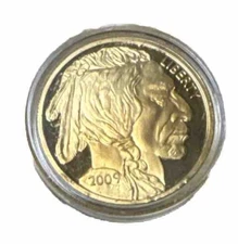 Apmex 1 Oz Silver Buffalo Round .999 Fine With With Gold