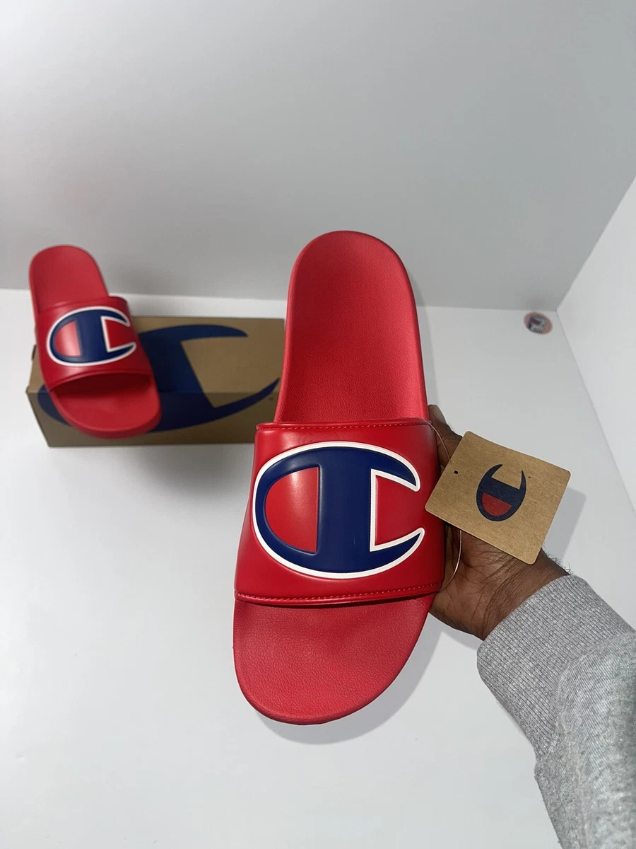 Champion IPO Mens Slides Big Logo Comfort Slide Sandal in Red - Size 14 US  | eBay