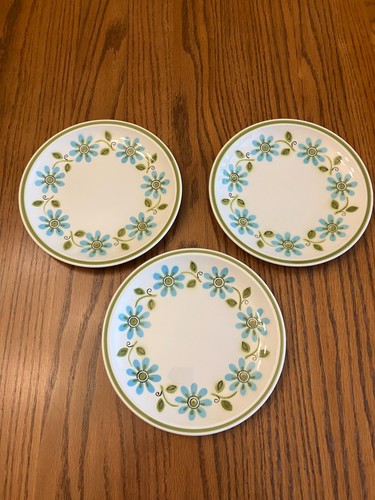 Vintage Mid-Century Modern Mikasa Cera Stone “Garland” Salad Plates – Set of 3
