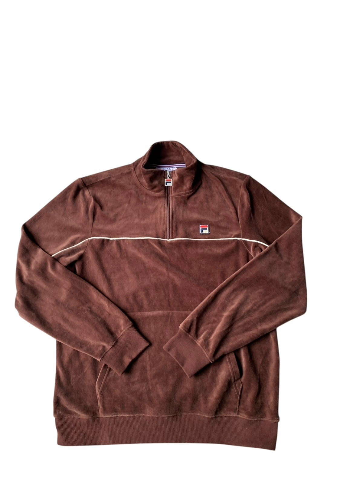 FILA Duke 1 4 Zip Track Jacket Uomo Medium Marrone Velour Casual