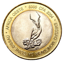 GUINEA BISSAU 2004 6000 Francs CFA - 4 Africa, Running Gazelle BI-MET UNC TOKEN