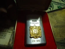 Vintage US Army Engraved Company C 2d BN 9th Infantry Penquin Military Lighter