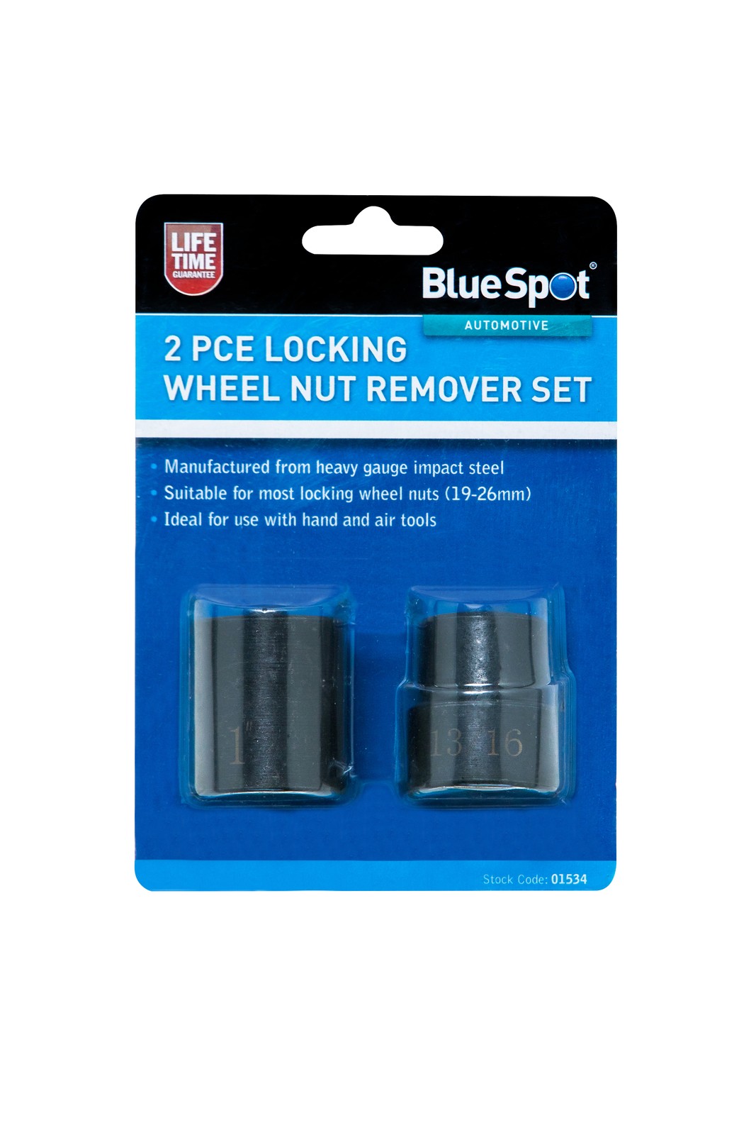 BlueSpot 2pc Locking Wheel Nut Remover Set Car Van Garage Mechanic