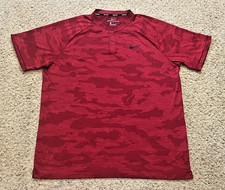Nike Tiger Woods Dri Fit Sunday Red Camo Blade Collar Golf Polo Shirt Size XL