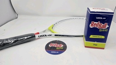 New USTA Red Ball Tennis Starter Set with Racket & 2 Tennis Balls