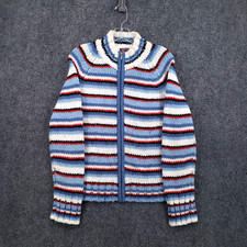 VINTAGE Mac & Jac Striped Full Zip Sweater Wo...