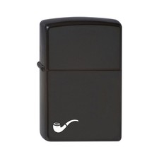 Zippo Pfeifen Benzin-Feuerzeug Pipe schwarz matt mit weißer Pfeife, unbefüllt