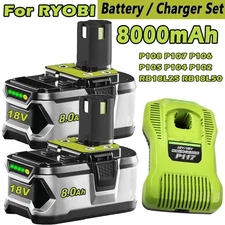1-2PCS For RYOBI 18V Battery P108  8000mAh High Capacity Lithium-Ion One Plus