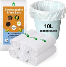 120 Counts Biodegradable Bin Bags, 10L Small Bin Bags, Food Waste Bags, Recycled