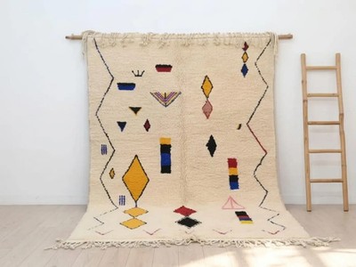 Moroccan Azilal Rug with Abstract Symbols