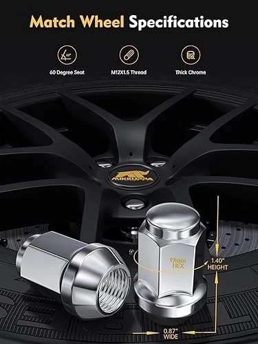 M12X1.5 Lug Nuts - Replacement for 2006-2020 Ford Fusion, 2012-2018 Foc Foto 2 de 4