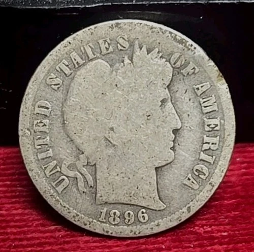 1896-S 10c. Barber Dime Good Details Rim Damage