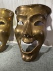 VTG Solid Brass Theater Masks Pair Comedy/Tragedy Wall Hanging Masks 7" INDIA — photo 4