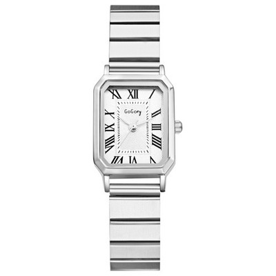 Women's Classic Rectangular Stainless Steel Quartz Wrist Watch Roman Numerals