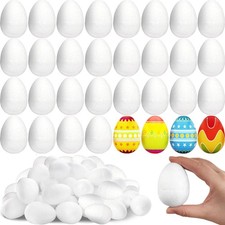80 PCS Easter Foam Eggs,2.75 Inch White Smooth Craft Eggs,Blank Polystyrene E...