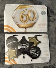 60th Birthday Decorations Balloons Party 3D Black Gold Foil Man Woman Jumbo 6