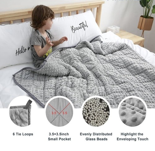Weighted Blanket for Kids (Grey 5 lbs 36x48 inches)