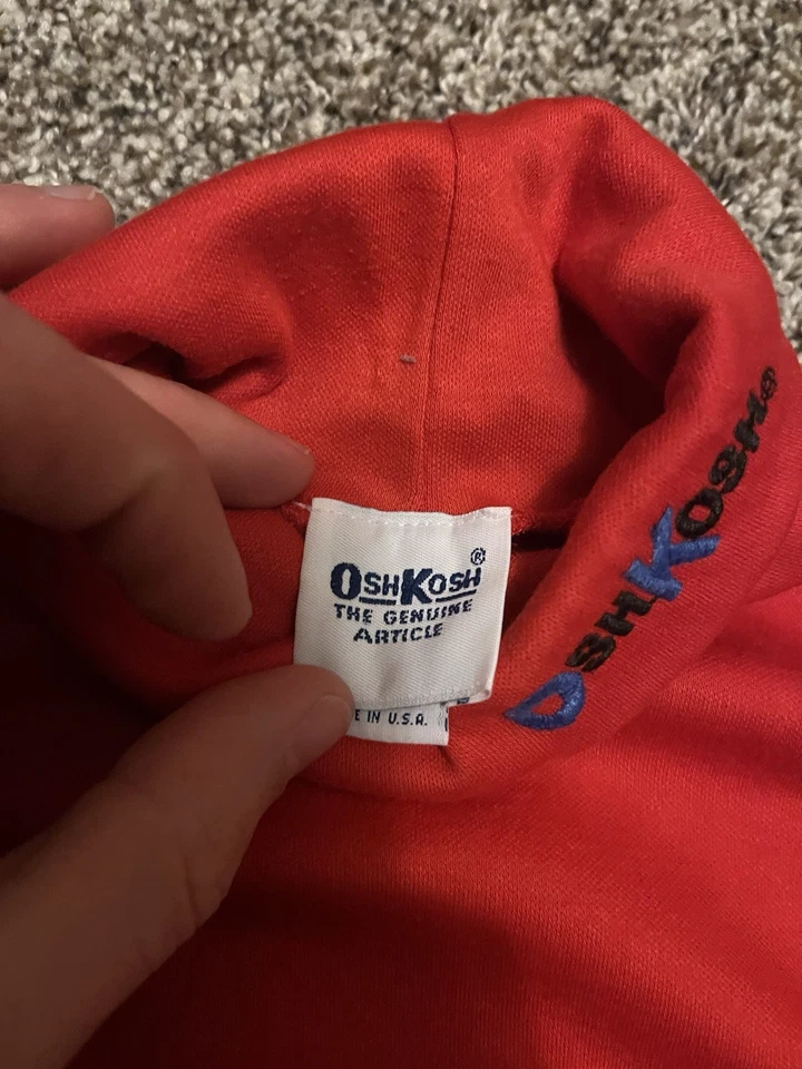Vintage OshKosh Rojo Cuello Alto Manga Azul Bordada Talla 5 EE. UU. 90s Colorblock Foto 3 de 4