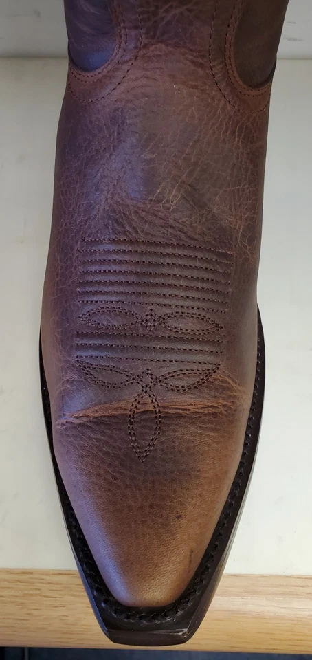 Los Altos 949940 Hecho a Mano Puntera Corta Marrón Becerro Envejecido Bota Vaquera 12" Top Foto 3 de 3