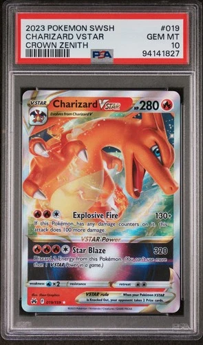 2023 POKEMON SWORD & SHIELD CROWN ZENITH #019 CHARIZARD VSTAR PSA 10