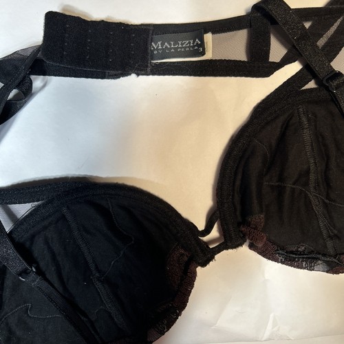 Malizia La Perla Lace Bra Black Brown Underwire Size 3 / 36 B - Picture 5 of 8