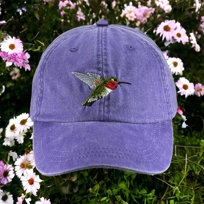 Broad Tailed Hummingbird embroidered baseball cap, low profile dad hat, bird wat