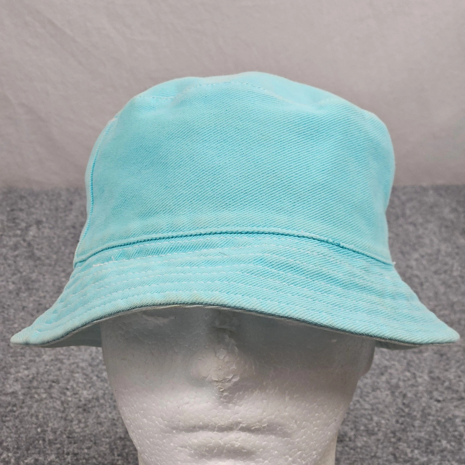 Y2K Bucket Hat OS Light Blue Twill Casual Sun Hat Retro Coastal Boho Cleanfit