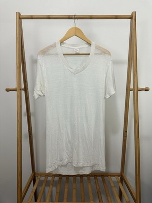 VTG 80s Austin Manor Super Worn Paper Thin Burnout V-Neck WIP Blank T-Shirt 42