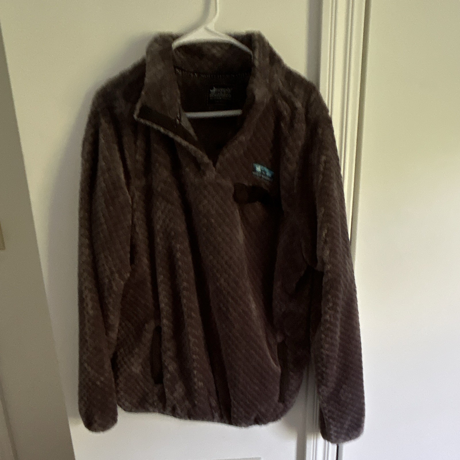 Simply Southern Women’s Brown Full Zip Short Jacket Logo Long Sleeve Size L