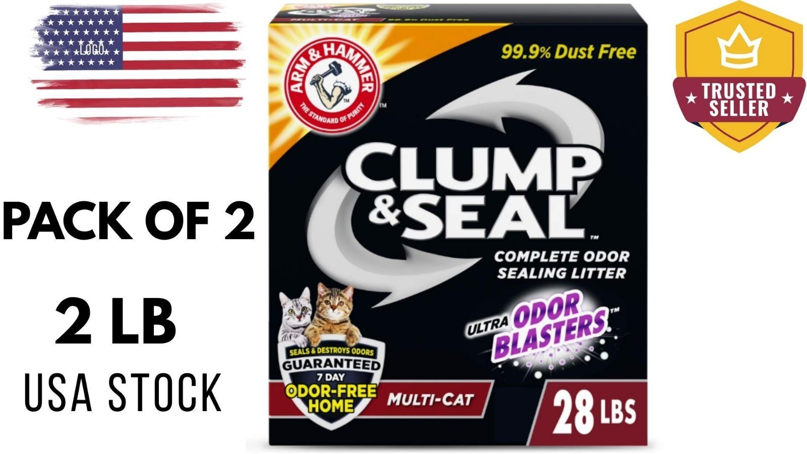 ARM & HAMMER Clump & Seal Cat Litter Multi-Cat Complete Odor Sealing Clay Clumpi