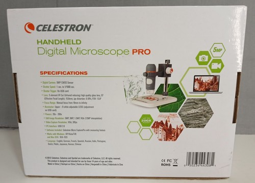 Celestron - 5 MP Digital Microscope Pro - Handheld USB Microscope 20X - 200X NIB - Picture 5 of 8