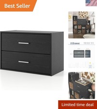 Stackable Storage Drawers for Kitchen Bedroom Closet Office Black 2-drawer