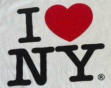 I Love New York Shirt Men's Medium White Heart Graphics Short Sleeve Licensed