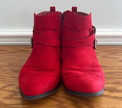 Insolia Flex M&S Collection Women's Suede Ankle Boots Red - Size 8