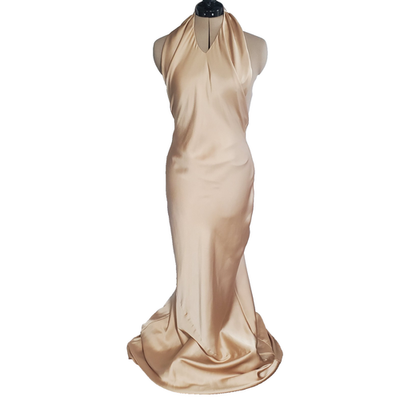 Show Me Your Mumu Women's Maxi Dress Medium Champagne Luxe Satin Halter  Backless | eBay