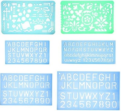 Set of 2 Artistic Drafting Templates & 4 ABC Lettering Stencil Plates | Durab...