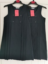 M&S Girls' Double Breasted School Pinafore, x2, Navy, Age 8-9 Years