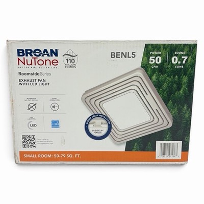 Broan NuTone BENL5 Roomside 50 CFM Bathroom Exhaust Fan w/ Light White