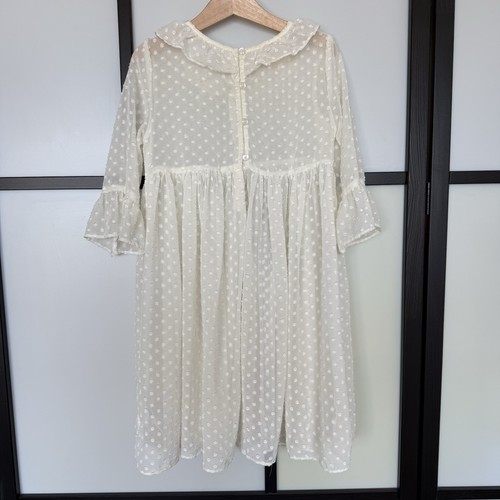Laura Ashley London Beige Cottagecore Dress Sheer Girl Sz 6 Classic Flower Girl - Picture 9 of 13