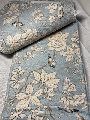 SANDERSON KITCHEN TOWELS (3) BLUE CREAM BIRDS BRANCHES 18 X 28 100% COTTON NIP