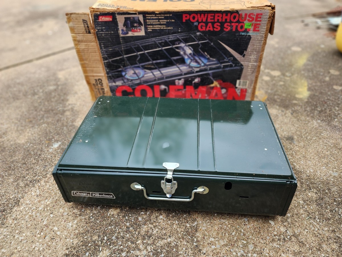 Coleman Powerhouse Dual Burner Camp Stove 413H Green 1989 Vintage