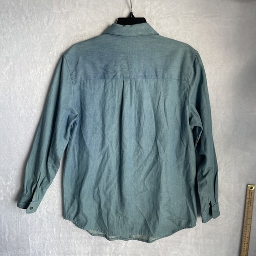 Karen Scott Womans Button Top Denim Blue Christmas Small Cotton Vintage 90s - Picture 8 of 9