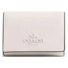 Coach Women's Micro Wallet Refined Calf Leather, Silver/Chalk CP260 CHK