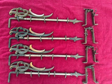 Antique Swing Arm Curtain Rods with Ornate Scrolling - Set of 4