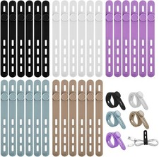30 Pcs Silicone Cable Ties Reusable Black, White, Gray, Blue, Brown 