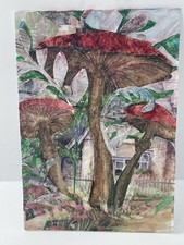 ACEO original art Handmade ATC Collage Mushroom Photomontage #1  1/4 by Tehillah