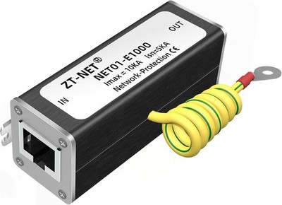 ZT-NET Ethernet Überspannungsschutz Gigabit Montageflansch Metall geschirmt RJ45 Licht