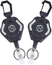 2-Pack Retractable Keychain - Heavy Duty Badge Holder, ID Badge Reel, Carabiner