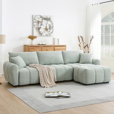 110" Modular Sectional Sofa w/ Ottoman, L-Shape, Boucle Fabric, 3 Colors